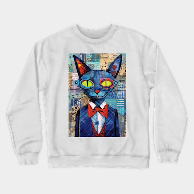 Abstract Cat 6 Crewneck Sweatshirt by erzebeth